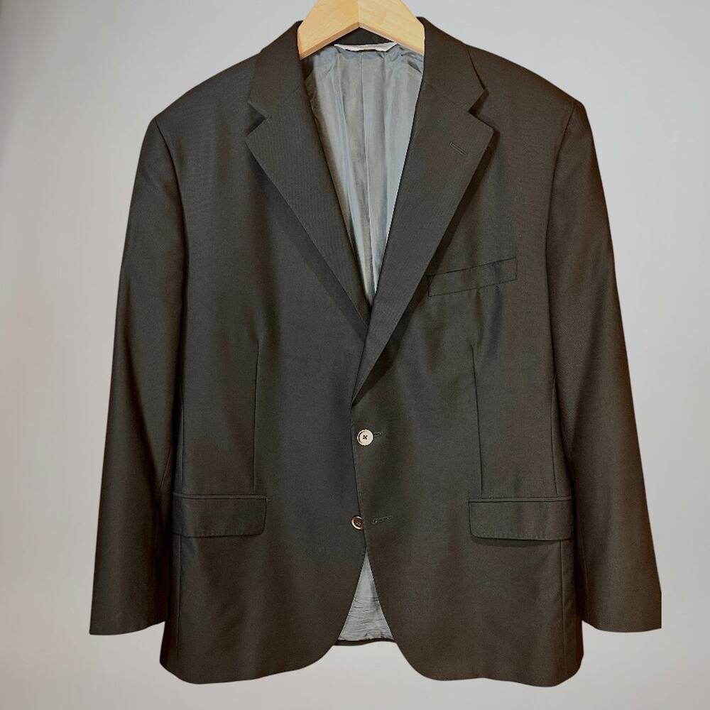 Samuelsohn Custom 44R Solid Black Quality Designer Blazer Silver Tone Buttons - Picture 11 of 16